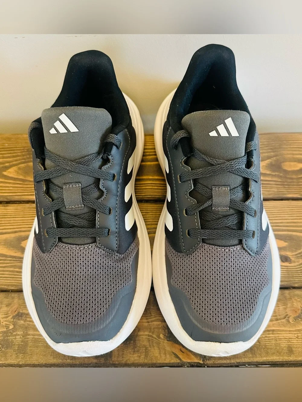 Adidas Tensaur Run 3.0 Shoes Grey Breathable Mesh Sneakers Boys 3.5